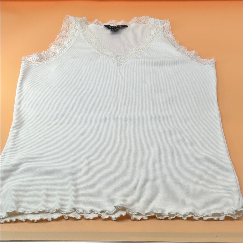 George White Women's Tank Top with Lace Trim
